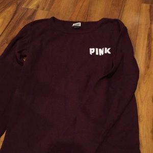 Brand new pink long sleeve waffle knit T